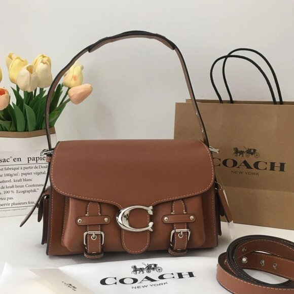 New COACH CT721 Cargo Tabby Workwear Soft Handbag Leather Brown - Picture 1 of 9